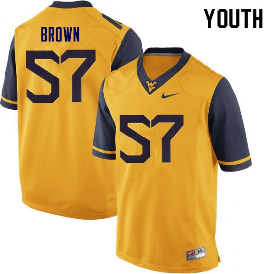 Youth West Virginia Mountaineers NCAA #57 Michael Brown Yellow Authentic Nike Stitched College Football Jersey SG15A45SA